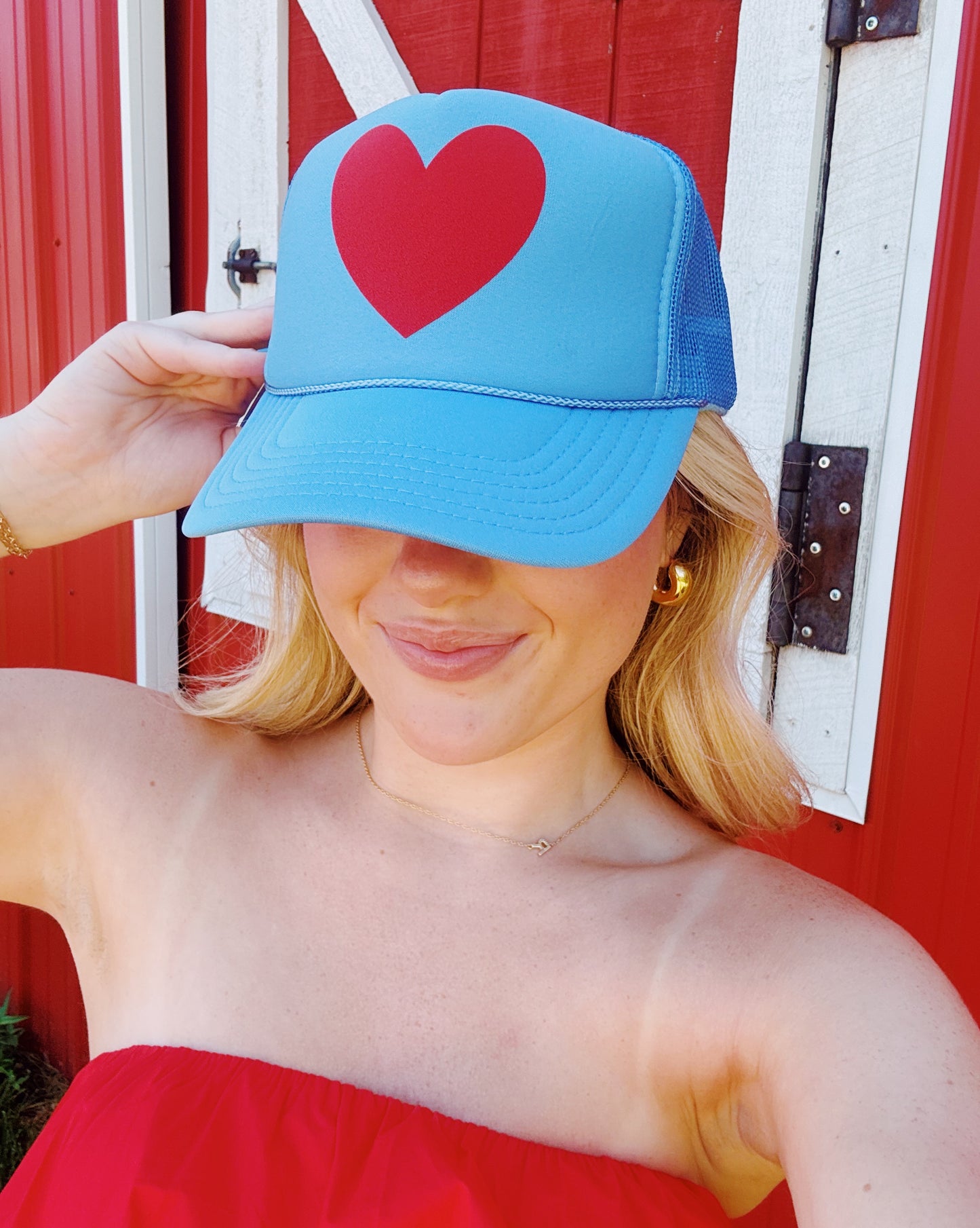 Love Club Trucker Hat (Blue/Red)