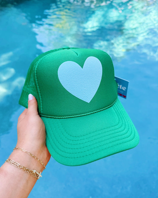Love Club Trucker Hat (Green/Blue)