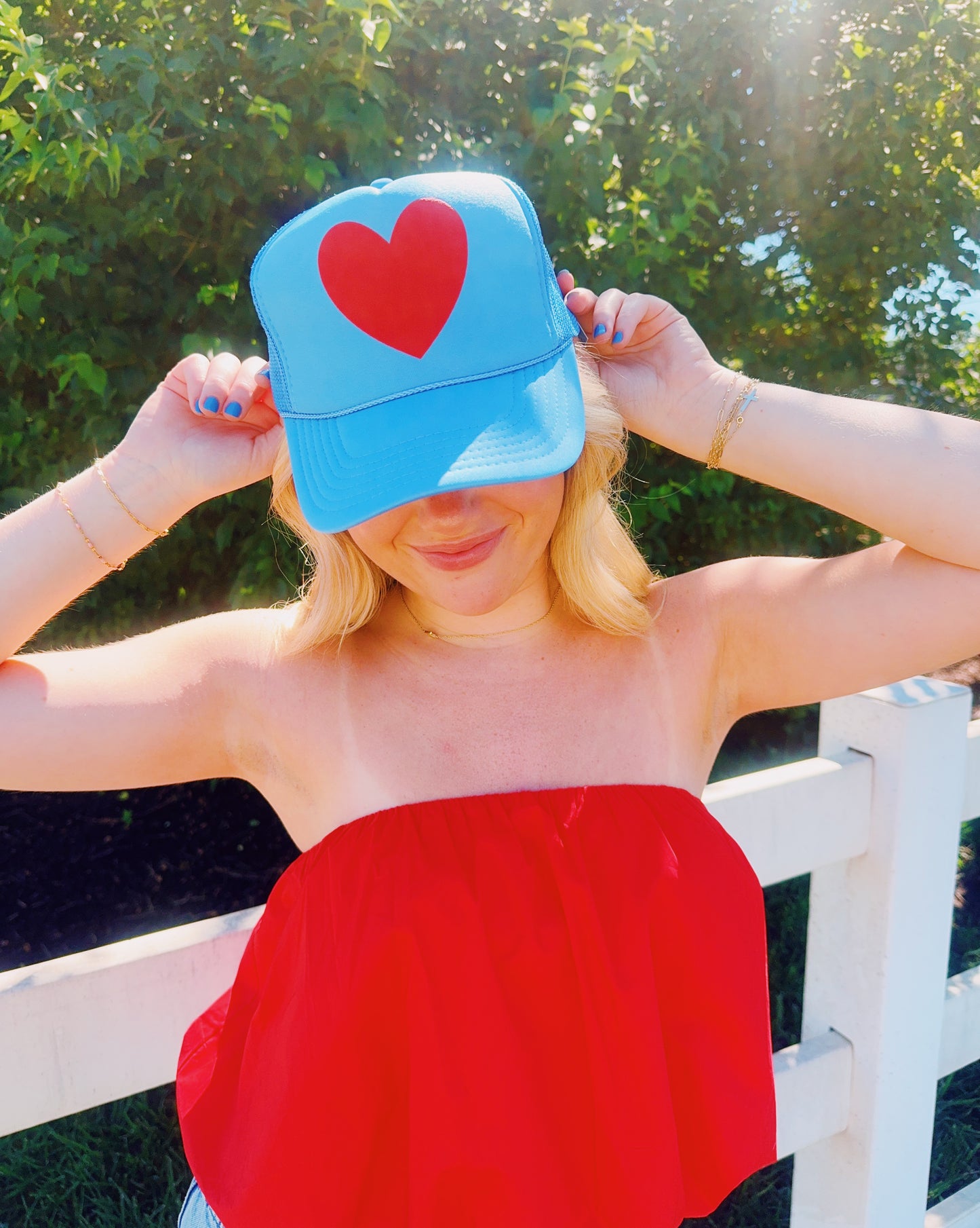 Love Club Trucker Hat (Blue/Red)