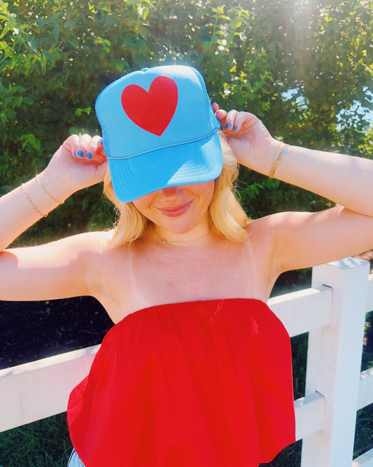 Love Club Trucker Hat (Blue/Red)
